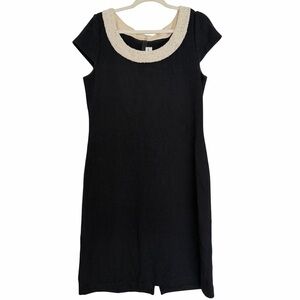 St. John Evening Black Pearl/Crystal Scoop Neck Sheath Dress